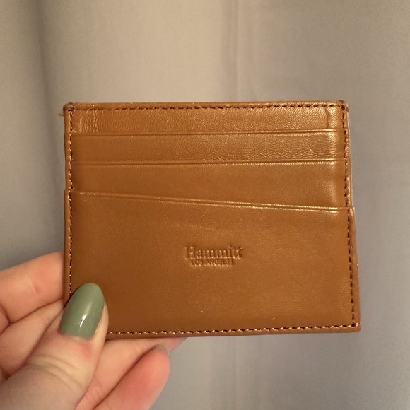 HAMMITT LOS ANGELES PCH CARD HOLDER CASE BROWN SOFT LEATHER RED LINING - Picture 1 of 11